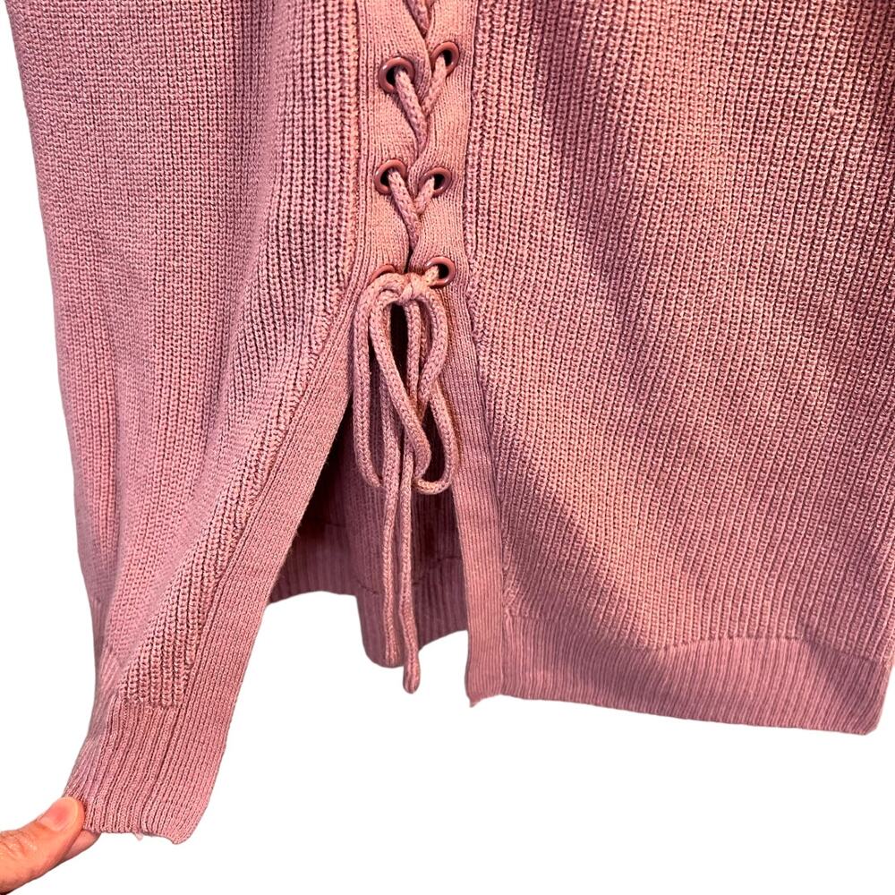 Soho New York & Company Lace Up Back Sweater 3/4 Sleeve Sz S Light Pink - Picture 11 of 12